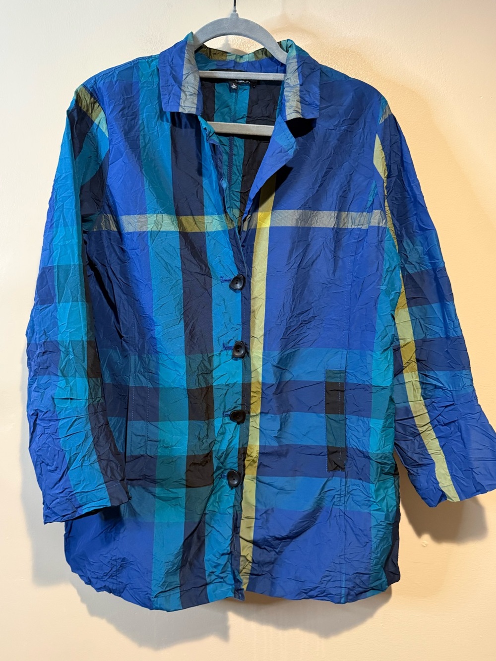 Liv by Habitat Clothes Crinkle Effect Checkered boyfriend Jacket - cobalt plaid